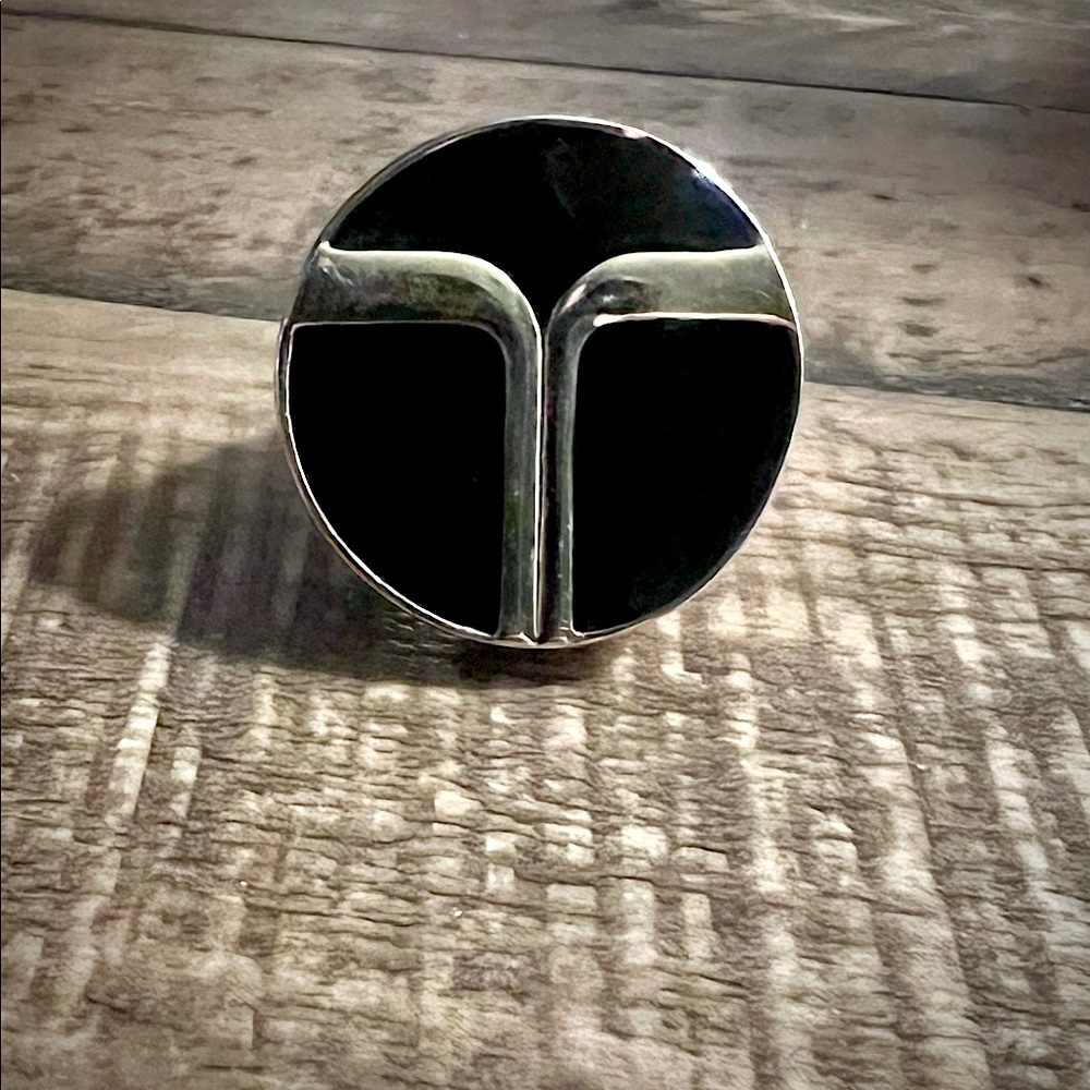 TRINA TURK-Black Super T Ring-Cocktail Ring-Gold Enamel Oversized Statement Ring